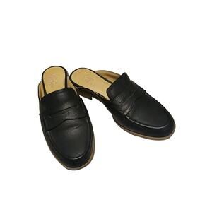 Crown Vintage Naliana Leather Black Slip On Mules Shoes Women's Size8